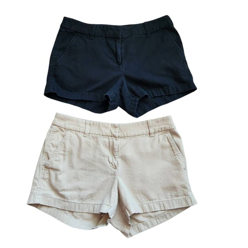 J Crew Chino Shorts Womens 4 Bundle Preppy Cotton Spring Tan Black